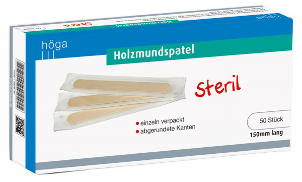 Holzmundspatel, 150 mm lang, á 50 Stück, steril